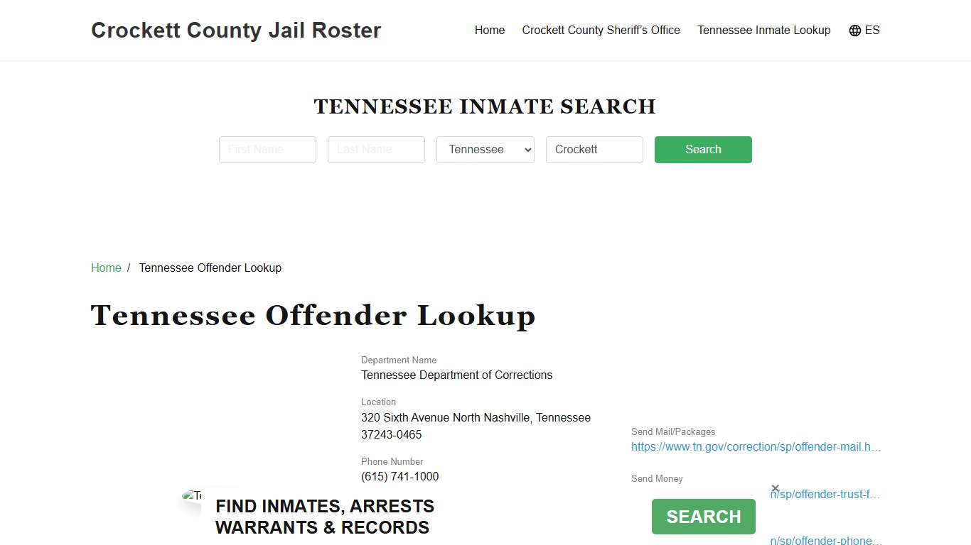 Tennessee Inmate Search, Jail Rosters