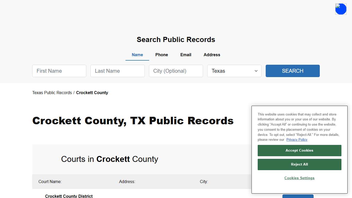 Crockett County, TX Public Court, Arrest and Inmate Records - ThePublicIndex
