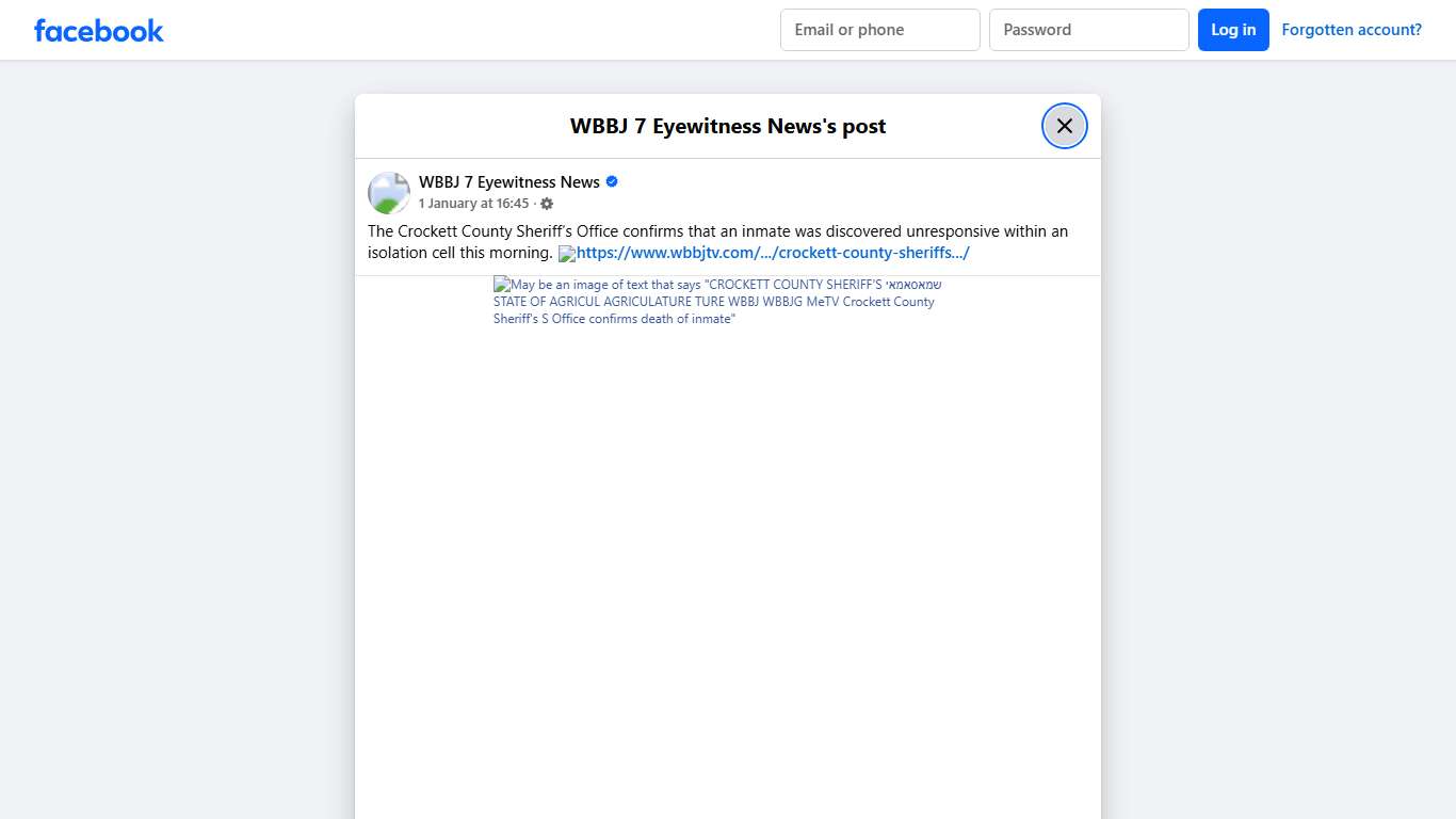 The Crockett County Sheriff’s... - WBBJ 7 Eyewitness News Facebook