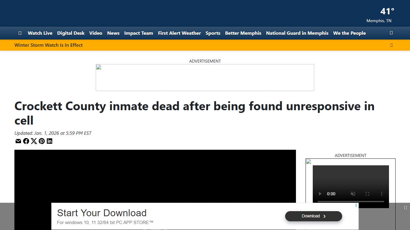 Crockett County inmate dead after being found unresponsive in cell